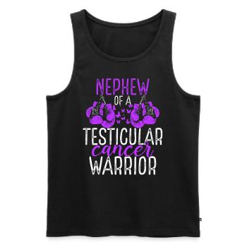 Neveu Sensibilisation au cancer des testicules Tante Oncle - Débardeur bio Premium Homme - noir - Devant - Michal (187cm)