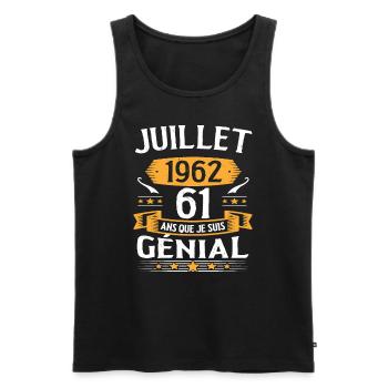 Juillet 1962 61 Ans Que Je Suis Génial Cadeau - Débardeur bio Premium Homme - noir - Devant - Michal (187cm)
