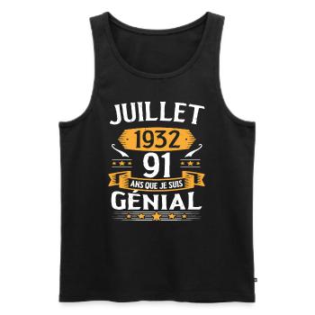 Juillet 1932 91 Ans Que Je Suis Génial Cadeau - Débardeur bio Premium Homme - noir - Devant - Michal (187cm)