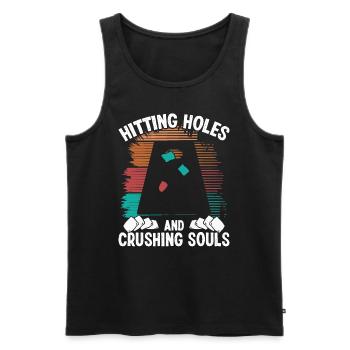 Cornhole Player Hitting Holes Souls Corn Hole Toss - Débardeur bio Premium Homme - noir - Devant - Michal (187cm)