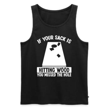 Le joueur de Cornhole Sack frappant du bois a raté le trou - Débardeur bio Premium Homme - noir - Devant - Michal (187cm)