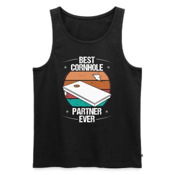 Cornhole Player Meilleur partenaire Cornhole jamais lancé - Débardeur bio Premium Homme - noir - Devant - Michal (187cm)