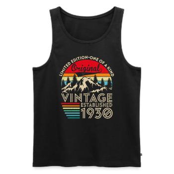 Original Vintage Établi En 1930 Anniversaire - Débardeur bio Premium Homme - noir - Devant - Michal (187cm)