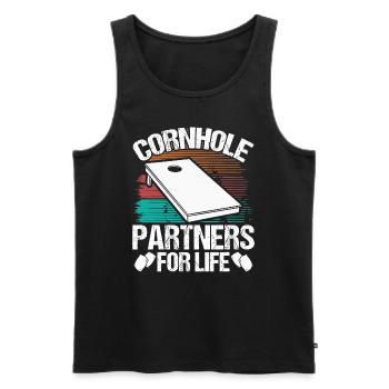Cornhole Player Cornhole Partners for Life Toss - Men's Premium Organic Tank Top - black - Front - Michal (187cm)