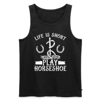 Horseshoe Pitching Game Life is short Tosser - Men's Premium Organic Tank Top - black - Front - AI Model Male 178 light (178cm)