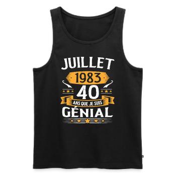 Juillet 1983 40 Ans Que Je Suis Génial Cadeau - Débardeur bio Premium Homme - noir - Devant - Michal (187cm)