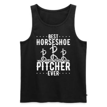 Horseshoe Pitching Game Best ever Tosser - Men's Premium Organic Tank Top - black - Front - AI Model Male 178 light (178cm)