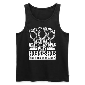 Horseshoe Pitching Game Grandpa Granddad Tosser - Men's Premium Organic Tank Top - black - Front - AI Model Male 178 light (178cm)