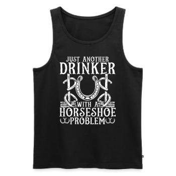 Horseshoe Pitching Game Drinking Drinker Tosser - Men's Premium Organic Tank Top - black - Front - AI Model Male 178 light (178cm)