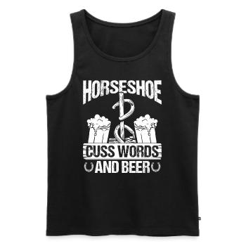 Horseshoe Pitching Game Drinking Beer Tosser - Men's Premium Organic Tank Top - black - Front - AI Model Male 178 light (178cm)
