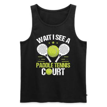 Joueur de paddle-tennis Attendez de voir un court de paddle - Débardeur bio Premium Homme - noir - Devant - AI Model Male 178 light (178cm)