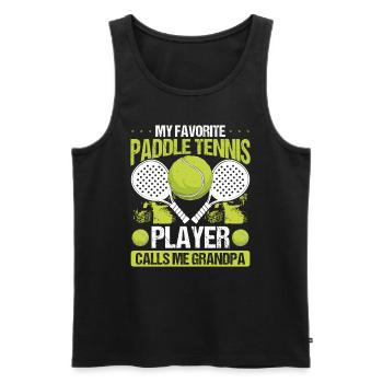 Joueur de paddle-tennis Mon préféré m’appelle grand-père - Débardeur bio Premium Homme - noir - Devant - Michal (187cm)