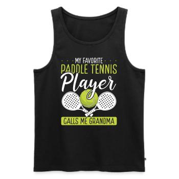 Joueur de paddle-tennis Mon préféré m’appelle grand-mère - Débardeur bio Premium Homme - noir - Devant - Michal (187cm)