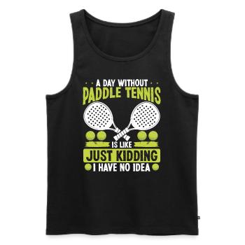 Joueur de paddle-tennis Je plaisante, je n’en ai aucune idée - Débardeur bio Premium Homme - noir - Devant - Michal (187cm)