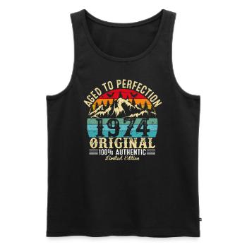 Perfekt gealtert 1974 original - Männer Premium Bio Tank Top - Schwarz - Vorne - AI Model Male 178 light (178cm)