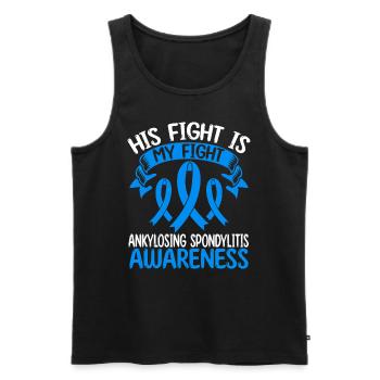 Spondylarthrite ankylosante Son combat est mon combat - Débardeur bio Premium Homme - noir - Devant - AI Model Male 178 light (178cm)