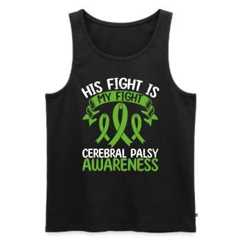 Mois du ruban de paralysie cérébrale Son combat est mon combat - Débardeur bio Premium Homme - noir - Devant - Michal (187cm)