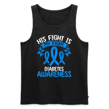 Diabetes Ribbon Month His Fight is my Fight - Männer Premium Bio Tank Top - Schwarz - Vorne - Michal (187cm)