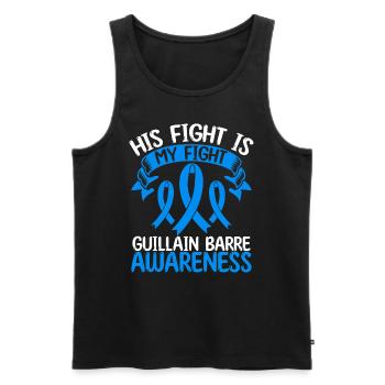 Guillain Barre Ribbon Month His Fight is my Fight - Men's Premium Organic Tank Top - black - Front - AI Model Male 178 light (178cm)