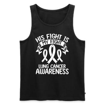 Lung Cancer Ribbon Month His Fight is my Fight - Männer Premium Bio Tank Top - Schwarz - Vorne - Michal (187cm)