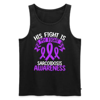 Sarcoidosis Ribbon Month His Fight is my Fight - Men's Premium Organic Tank Top - black - Front - Michal (187cm)