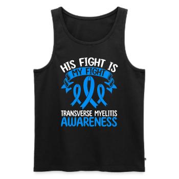 Transverse Myelitis Ribbon His Fight is my Fight - Männer Premium Bio Tank Top - Schwarz - Vorne - AI Model Male 178 light (178cm)