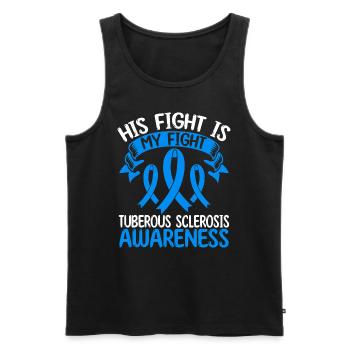 Tuberous Sclerosis Ribbon His Fight is my Fight - Men's Premium Organic Tank Top - black - Front - AI Model Male 178 light (178cm)