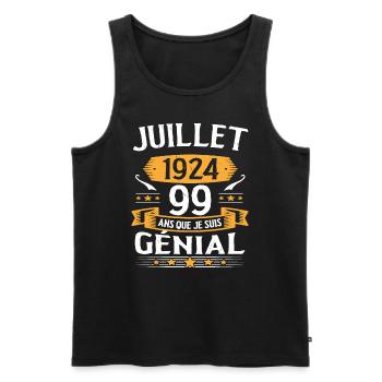Juillet 1924 99 Ans Que Je Suis Génial Cadeau - Débardeur bio Premium Homme - noir - Devant - Michal (187cm)