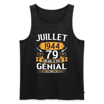 Juillet 1944 79 Ans Que Je Suis Génial Cadeau - Débardeur bio Premium Homme - noir - Devant - Michal (187cm)