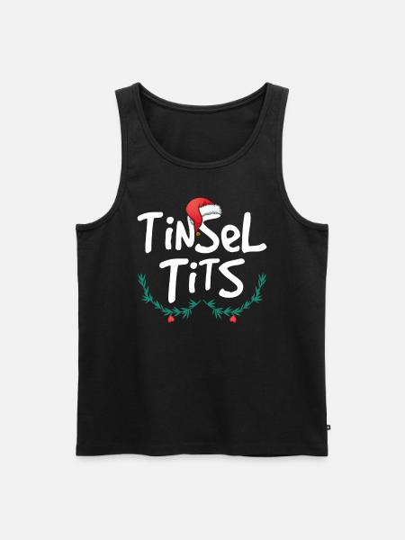 Womens Klatergoud Tieten Funny Christmas - Mannen Premium Bio Tanktop - zwart
