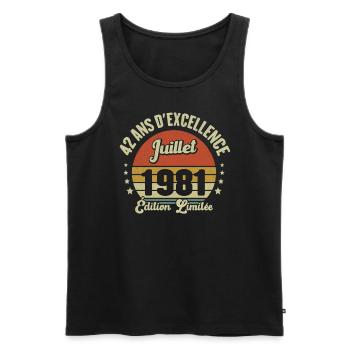 Juillet 1981 42 Ans Anniversaire Vintage Cadeau - Débardeur bio Premium Homme - noir - Devant - Michal (187cm)