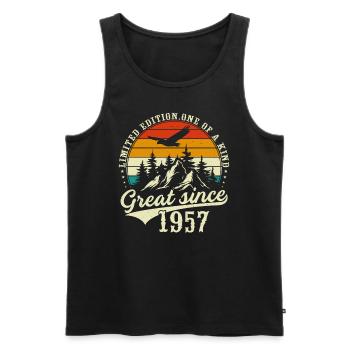 Einzigartig seit 1957 - Männer Premium Bio Tank Top - Schwarz - Vorne - AI Model Male 178 light (178cm)