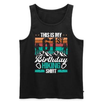 61 Year Old Hiking Men Mountain Climbing Nature - Männer Premium Bio Tank Top - Schwarz - Vorne - Michal (187cm)