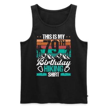79 Year Old Hiking Men Mountain Climbing Nature - Männer Premium Bio Tank Top - Schwarz - Vorne - AI Model Male 178 light (178cm)