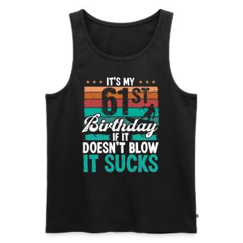 61 Year Old Kitesurfer Funny Kiteboarder Humor - Men's Premium Organic Tank Top - black - Front - Michal (187cm)