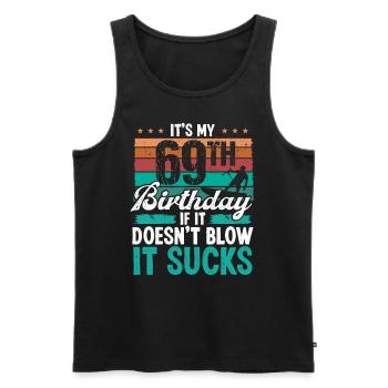 69 Year Old Kitesurfer Funny Kiteboarder Humor - Men's Premium Organic Tank Top - black - Front - Michal (187cm)