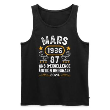 Anniversaire Vintage Idée Cadeau Mars 1936 87 - Débardeur bio Premium Homme - noir - Devant - Michal (187cm)