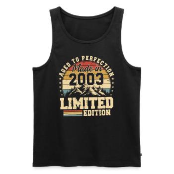 Einzigartig in seiner Art seit 2003 - Männer Premium Bio Tank Top - Schwarz - Vorne - AI Model Male 178 light (178cm)