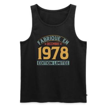 Fabriqué En Décembre 1978 Édition Limitée - Débardeur bio Premium Homme - noir - Devant - AI Model Male 178 light (178cm)