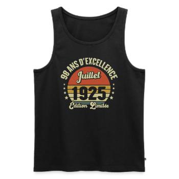 Juillet 1925 98 Ans Anniversaire Vintage Cadeau - Débardeur bio Premium Homme - noir - Devant - Michal (187cm)