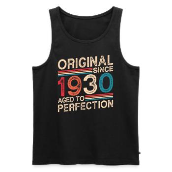 Original since 1930 Aged to perfection - Men's Premium Organic Tank Top - black - Front - AI Model Male 178 light (178cm)
