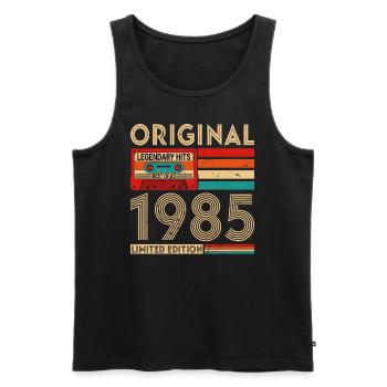 Original legendäre Hits Das Beste von 1985 - Männer Premium Bio Tank Top - Schwarz - Vorne - AI Model Male 178 light (178cm)