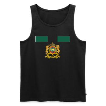Golden emblem of the Kingdom of Morocco Football Team - Men's Premium Organic Tank Top - black - Front - AI Model Male 178 light (178cm)