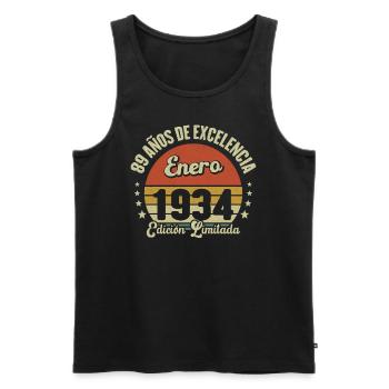 January 1934 Vintage gift of 89 years - Men's Premium Organic Tank Top - black - Front - AI Model Male 178 light (178cm)