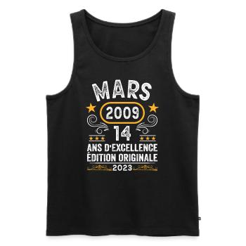 Anniversaire Vintage Idée Cadeau Mars 2009 14 - Débardeur bio Premium Homme - noir - Devant - Michal (187cm)