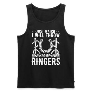 Horseshoe Pitching I will throw Ringers Tosser - Men's Premium Organic Tank Top - black - Front - AI Model Male 178 light (178cm)