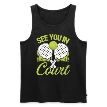 Match de joueur de paddle-tennis Rendez-vous au tribunal - Débardeur bio Premium Homme - noir - Devant - Michal (187cm)