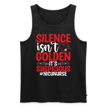 Nicu Nurse Silence is Suspicious Nursing - Männer Premium Bio Tank Top - Schwarz - Vorne - AI Model Male 178 light (178cm)