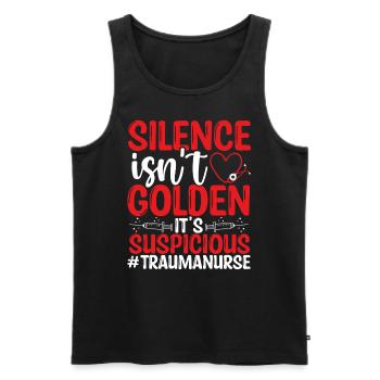Trauma Nurse Silence is Suspicious Nursing - Männer Premium Bio Tank Top - Schwarz - Vorne - AI Model Male 178 light (178cm)