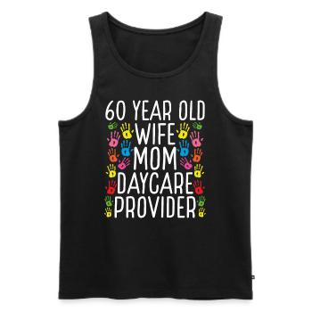 60 ans Fournisseur de services de garde Femme Maman Garde d’enfants - Débardeur bio Premium Homme - noir - Devant - Michal (187cm)